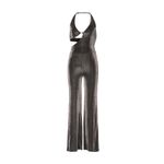ROTATE Birger Christensen Isha Metallic Black Cut Out Halter V Photo 5