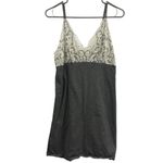 Lace Tee Cotton Chemise Sleeveless Nightgown PJ Nightgown Gray and Cream Medium Photo 4