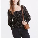 Madewell Georgette Lucie Bubble-Sleeve Smocked Blouse Top Medium Dark Romantic Photo 12