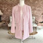 Venus Coat Jacket Tweed Fringe Pink 4 Spring Lightweight Chic Mid Thigh Pastel Photo 2
