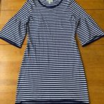 Sail To Sable  Bell Sleeve Sailor Midi Dress Knit Pullover Boho Chic Navy, Size S Photo 5