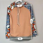 Women’s Casual Funky Print & Textured Pullover Hoodie Sweatshirt Orange NWOT Photo 5