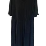 GIRL WITH CURVES NWOT Knit Midi Dress with Flutter Sleeve Black Size XL Slit Hem Photo 1