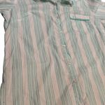 Victoria's Secret Victoria’s Secret Mint & White Striped Button Down Pajama Top Size Large Photo 4