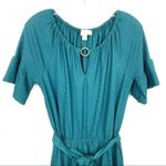 MICHAEL Michael Kors Key Hole Tie Waist Peasant Ruffle Dress Teal Size Small Green Photo 11