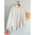 Madewell | NWT Embroidered Oversized Button-Up Shirt in White | Sz S Photo 3