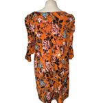 Laundry by Shelli Segal  Gathered Sleeve Floral Mini Dress Pumpkin Teal Size 16 Photo 1