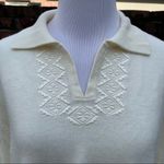 Parisian Vintage Cream  Works Acrylic Embroidered Sweater Y2K 90s Photo 1