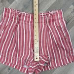 American Eagle Striped High Waist Paperbag Linen Blend Shorts Red White 4 Photo 14