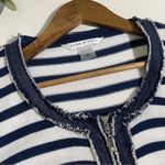 Peter Nygard  XL Full Zip Cardigan Sweater Striped Navy White Coastal Photo 6