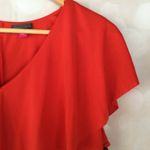 Vince Camuto  Red Asymmetrical Ruffle V-Neck Blouse Photo 5