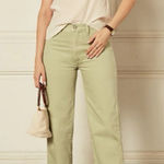 Boyish The Kirby High Rise Straight Jeans in El Cielo Green Crop Raw Hem 29 Photo 0