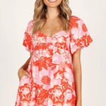 Petal and Pup Maggie Mini Dress Floral Pink and Orange Photo 0
