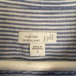 J Jill love Linen Essential Long Sleeved Button Down Blue White Shirt Sz SMALL Photo 1