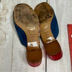 Vibrant Floral Red and Blue Suede Mules Flowercore Boho Chic Open Toe Block Heel Size 6.5 Photo 10