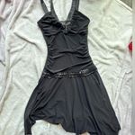 Taboo  Black deep v neckline asymmetrical mini dress with sequins Photo 1