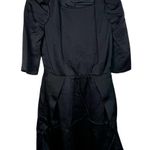 Carven Black Structured Square Neckline Puff Sleeve Silk Mini Dress Size 6 Photo 0