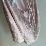 Lucy in the Sky  Iridescent Pink Sequin Mini Dress Lace-Up Back Fairycore Small Photo 4