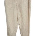 Joie  Linen Blend Jogger Pants Womens Medium Beige Drawstring Elastic Waist Photo 0