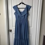 White by Vera Wang blue bridesmaid Maxi Dress Ruffle‎ Sleeves Formal Gown Size 0 Photo 1
