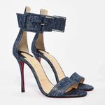 Christian Louboutin Blade Runana Metallic Denim Cuff Stiletto Sandal Heels 38 Photo 0