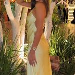ZARA  maxi dress flowy butter yellow satin effect wedding evening party  Photo 11