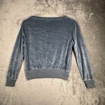 Michael Stars ‎ Shirt Womens Small Blue Velour Sweatshirt Crop Casual Streetwear Photo 2