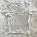 H&M White Square Neck T Shirt Photo 0