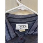 Vintage 80s Teddi Blue Embroidered Polo Button Top Medium Photo 3