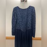 Vintage 90s Navy Blue Glitter Leopard Print Long Sleeve Maxi Dress Size Medium 8 Photo 1