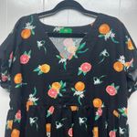 Dip Dress Womens XL Novelty Fruit Print Linen Tropical Beachy Travel Vacation Black Photo 2