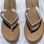 Just Be  White and Silver Rhinestone Flip Flops Photo 1