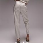 Topshop New Faux Leather High Waist Pleated Peg Pants Ecru Petite Size 4 Photo 2