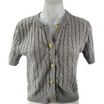 H&M Women's Gray Cable Knit Button Down Short Sleeve Crop Cardigan Sweater Top M Photo 0