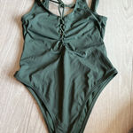 Xhilaration  Women's Ribbed Lace Up Scoop Back One Piece Swimsuit, Medium Photo 0