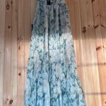 Lulus NWT  Soiree Perfection Light Blue Floral Ruffled Tiered Maxi Dress Size S Photo 3