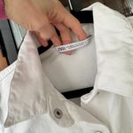 ZARA  denim playsuit romper utility white short sleeve pockets snap collar jumper Photo 3