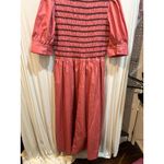 Moodie Womens Dress Size L Pink Smocked Puff Sleeve‎ Midi Casual Size L Photo 8