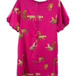 eesome Pink fuschia Mini Dress leopards cheetah Vibrant short balloon sleeve Photo 1