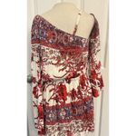 Free People  Mini Dress Sz MED Modern Nomad Off-Shoulder Floral Boho Bell Sleeve Photo 8