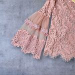 Say What? Say What Top Womens M Pink Lace Bell Sleeve Sheer Romantic Feminine Elegant NEW Photo 3