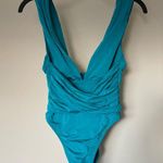 Trina Turk Aqua Blue Cross Front Plunge One Piece Bathing Suit Size 4 Photo 1