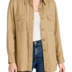 Lauren Ralph Lauren 100% Linen Safari Shirt Jacket Womens 14 Tan Button Front Photo 0