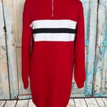 Divided Women Long Sleeve 1/4 Zipper Mock Neck Red Sweatshirt Dress Size 8 Photo 0