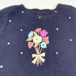 Christopher & Banks Vintage  Hand Embroidered Cardigan Sweater Flowers Size Large Photo 7