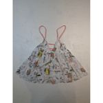 Whimsical Print Babydoll Tank Top – Pink Straps Lightweight Women's White Photo 8