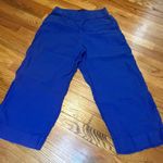 Tahari 100% Linen Blend Wide Leg Cropped Pants Royal Blue Elastic Waist Size L Photo 0