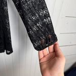 John Mark  Black Long Sleeve Blouse Lace Keyhole J41 Photo 1