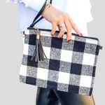 Best of everything brand black and white buffalo plain shoulder bag or wristlet Photo 1