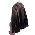 Sheared Mink and Farmed Fox Real Fur Coat Jacket Lush Luxury Purple Black Size 8 Photo 8